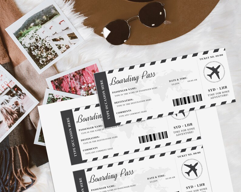 Bearbeitbare Boarding Pass Vorlage Überraschung Airline | Etsy