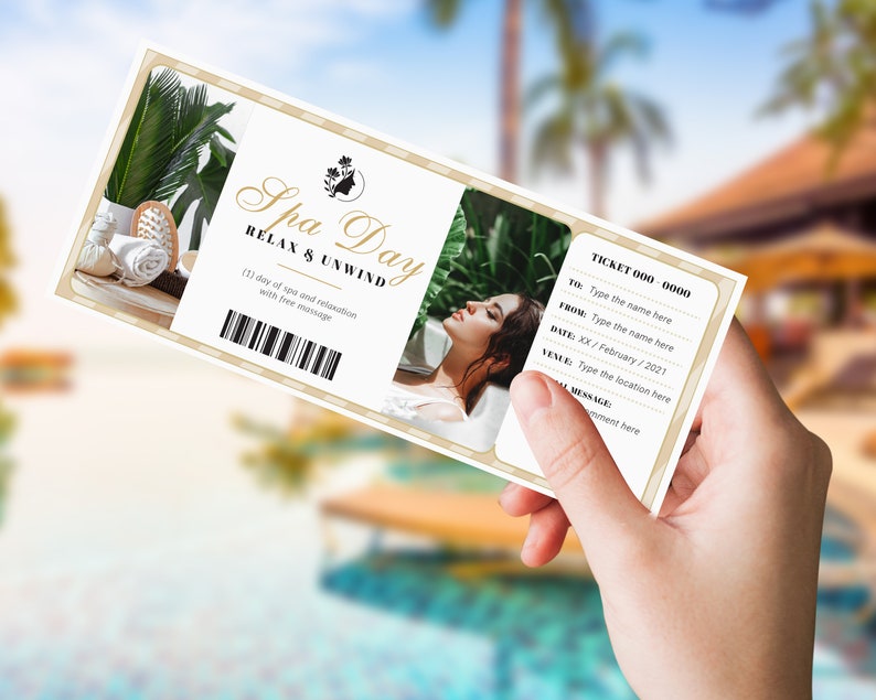 Editable Spa Ticket Template Surprise Spa Gift Modern Etsy