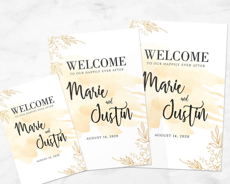 Display Piece Portrait Greetings Sign Wedding Decor Personalised Sunny Wedding Welcome Sign Fully Editable Wedding Signage