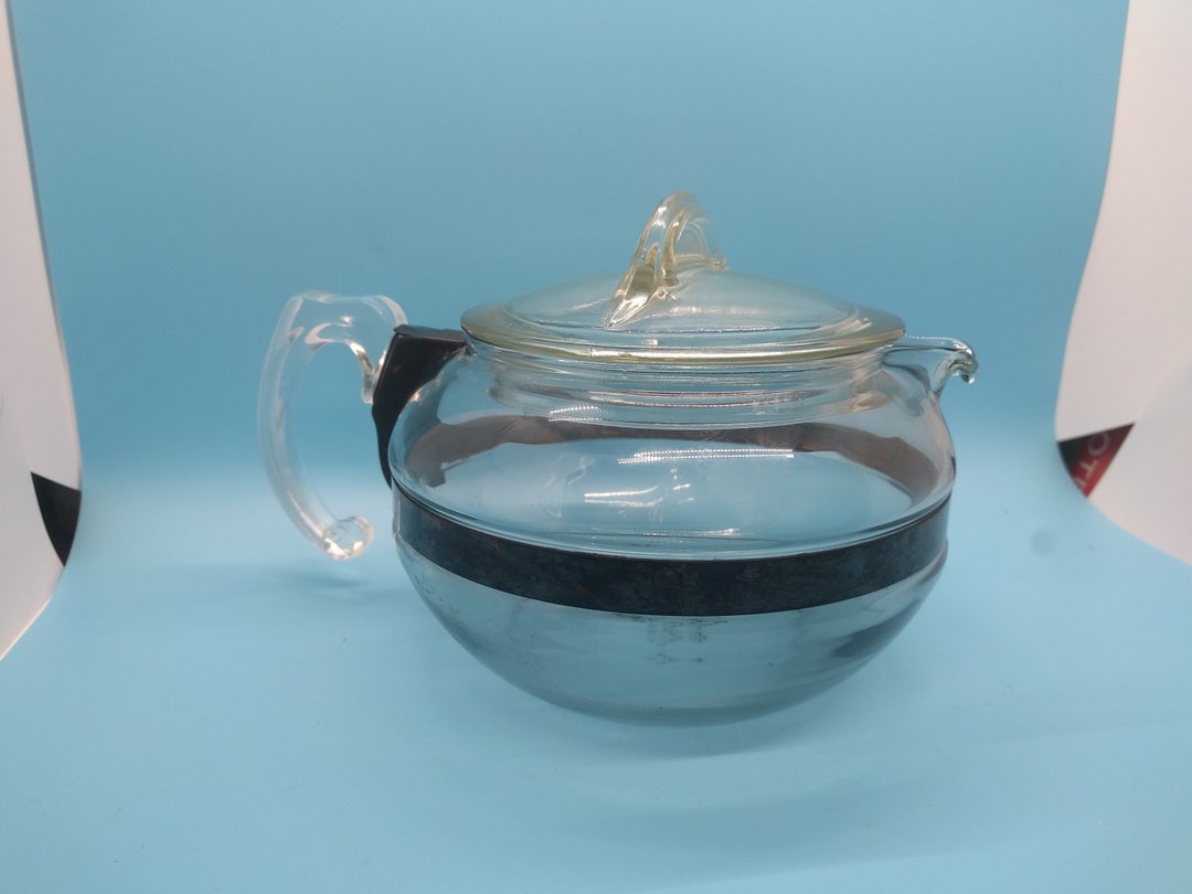Pyrex 8126b, 8126-b Clear Glass Flameware Teapot, With Lid, Metal Band ...