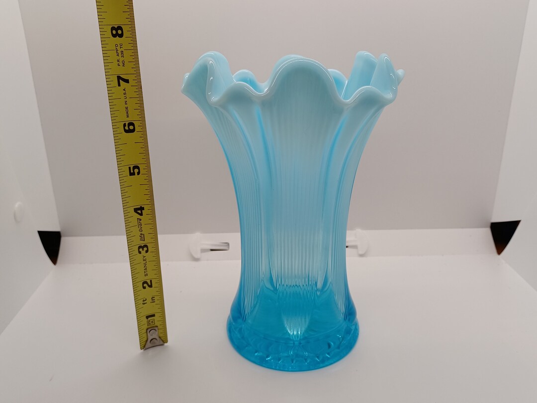 Jefferson Opalescent Swung Vase Blue SCRACHED Vintage Retro Etsy