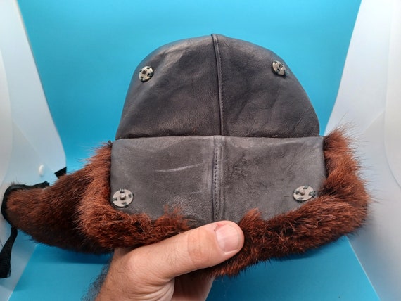 vintage leather and fur, trapper / aviator/ Ushan… - image 4