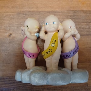 1999 Kewpie Angelic Trio, JESCO, hear, see, speak no evil, 90s, figure, kitsch