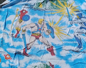 LICENSED Vintage 1983  Heman and the masters of the universe, MOTU TWIN fitted sheet, fabric