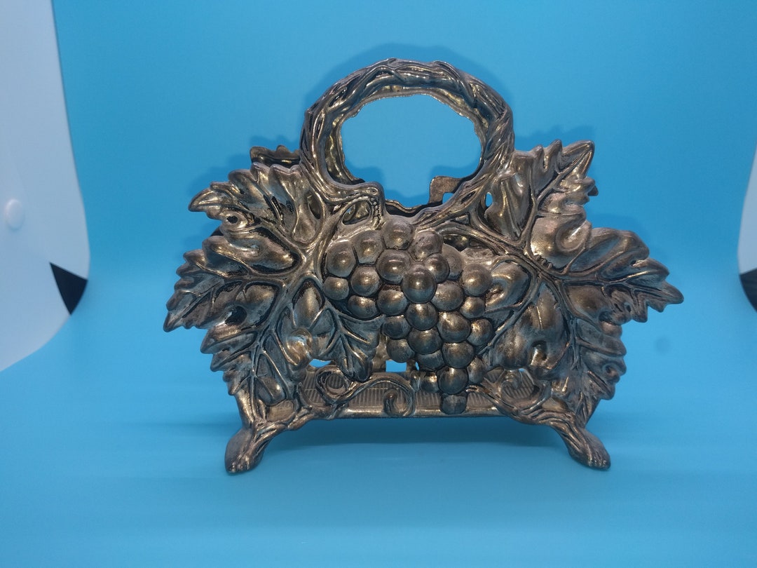 Vintage Studio Silversmiths Grape Vine Napkin Holder, Silver Plated. Retro, Classy, Table, Decor