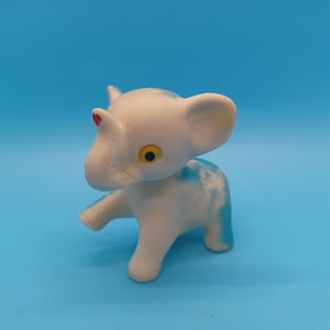small cute blue elephant MCM squeak toy, squeaker, 50s, retro,