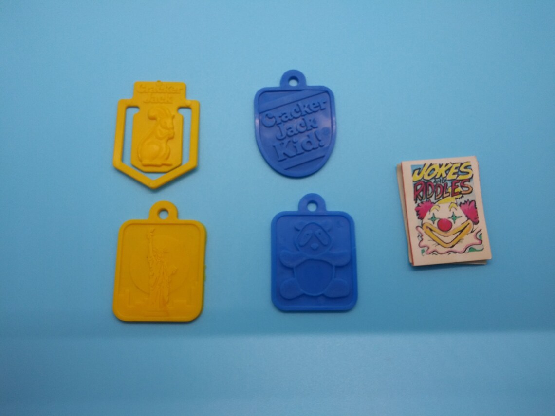 Cracker Jack 80s Prizes Keychains and Book Mark. Panda New Etsy