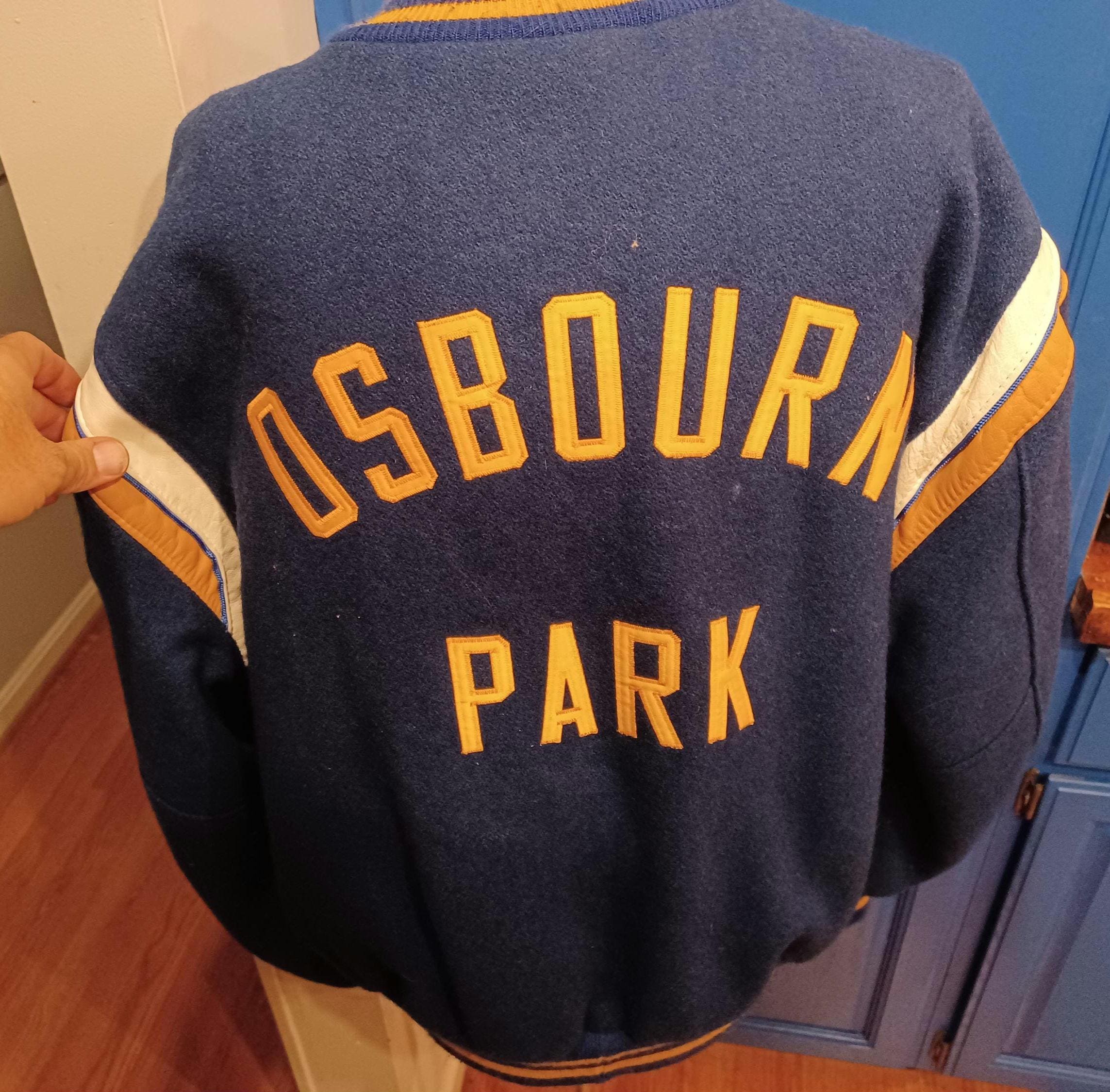 希少 90s バーバリー ラムウールハリントンジャケット M G9 ネイビー Vintage 90s XL Varsity Jacket, Navy Wool, Osbourn Park, Delong