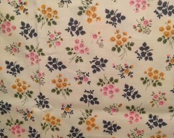ditsy floral, BTY, by the yard, pink, gold, navy, sewing, quilting, cottage core