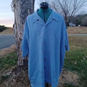 Rockabilly style Cubavera Hawaiian men&#39;s 3X, beach shirt, tiki party, rayon, polyester, Guayabera, cocktail. party, 50s