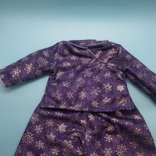 american girl doll purple snowflake pajamas, NO DOLL, 18in doll, retro, satin, retired, discontinued, christmas