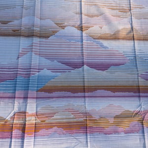 Queen FLAT burlington caress western desert Mountains sheet, retro, lata 70., lata 80., chmury, tkanina, południowy zachód
