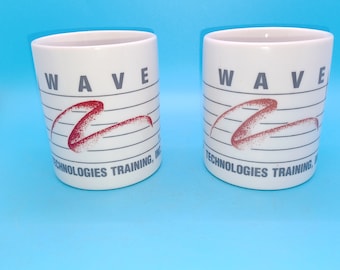 ONE Authentic 80s / 90s VAPORWARE coffee mug, Wave Technologies Training inc. retro, vintage, cup, drink, computers, digital
