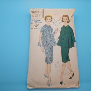 vogue sewing pattern 9682, maternity, size 12, bust 32, hip 34, suit, 50s, 60s, cut and counted, vintage, retro