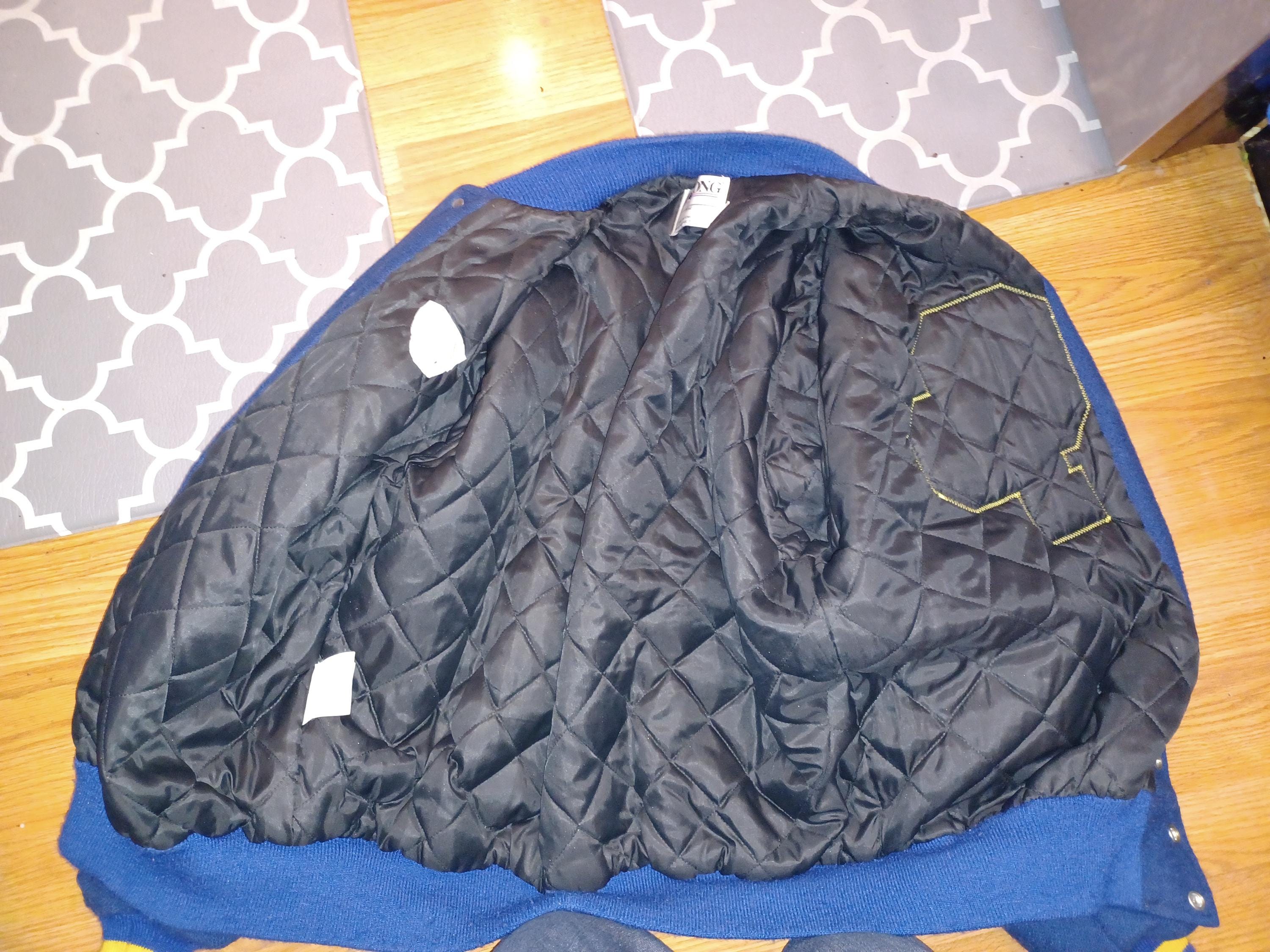 Vintage 90s XL Varsity Jacket, Navy Wool, Osbourn Park, Delong