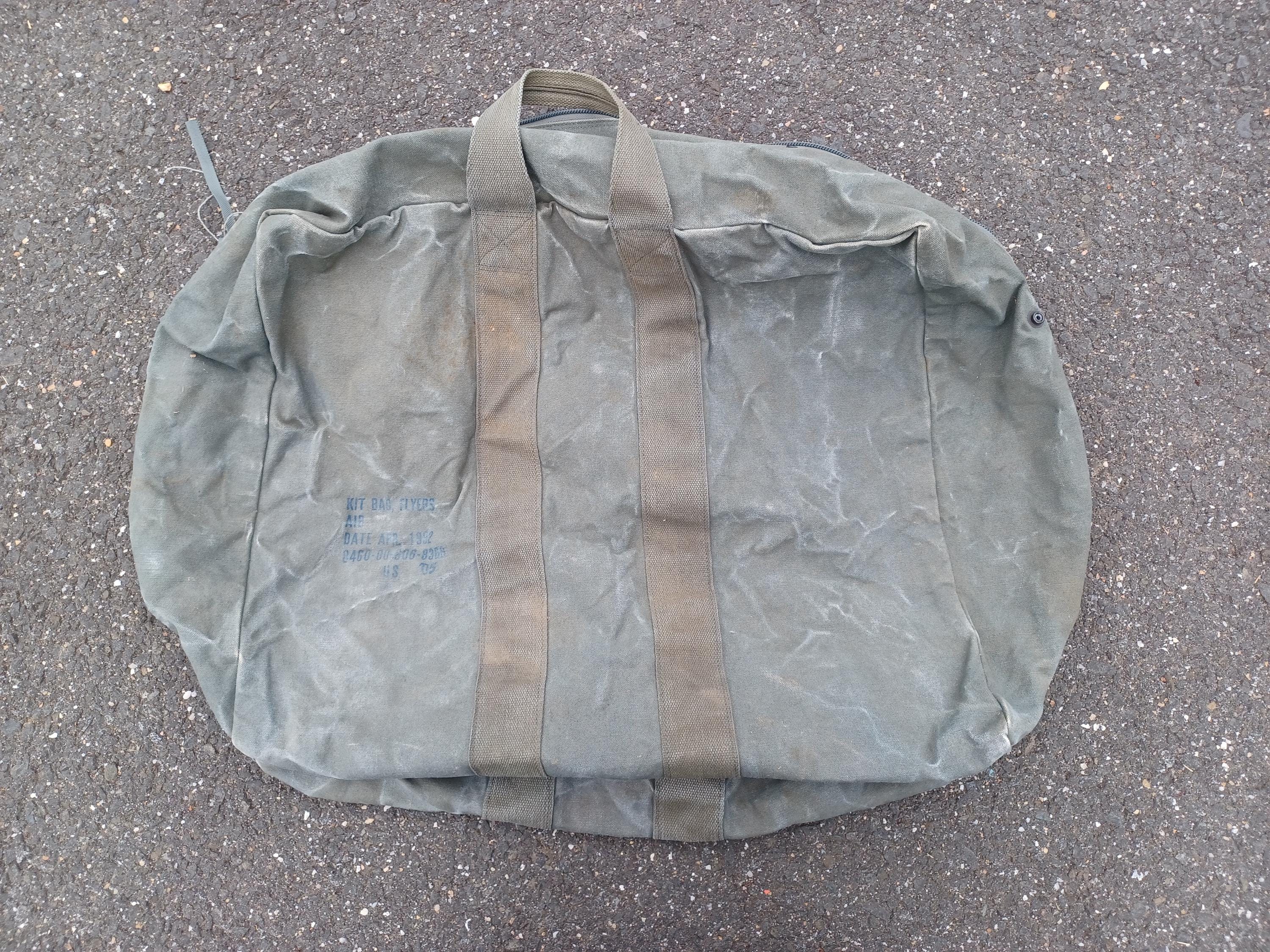 Vintage Early 90s Flyers Kit Bag, Green Canvas, Military, Airforce