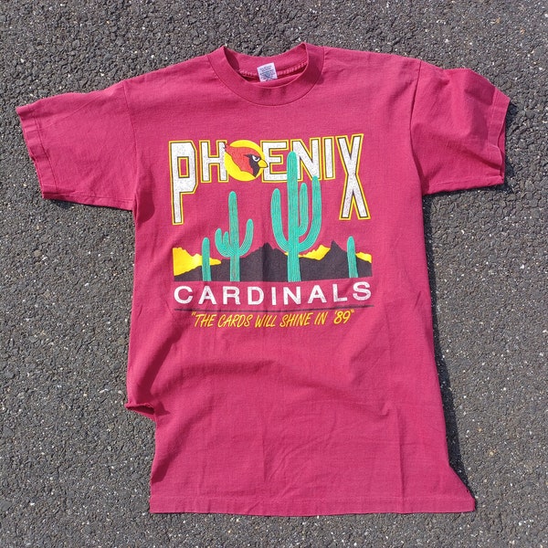 1989 vintage CUTOFF crop top Phoenix Cardinals NFL single stitch puff paint, t-shirt medium, 80s, 90s,  sportswear, prop, arizona, cactus