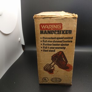 vintage waring handmixer works 3 speed, working, retro, box, kitchen appliance image 10