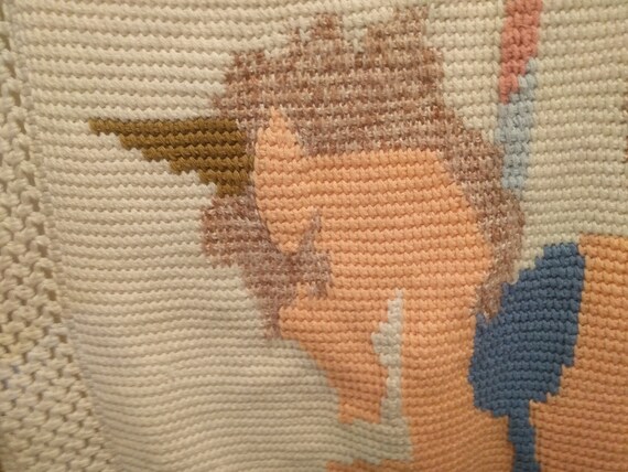 Crochet Carousel Horse Approx. 29x39 Baby Blanket Cute Carnival Etsy Canada