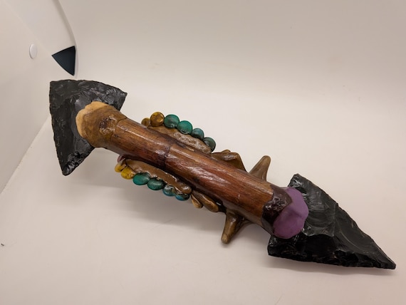 Mexican Aztec Warrior Obsidian Sacrificial Axe & Knife / Dagger