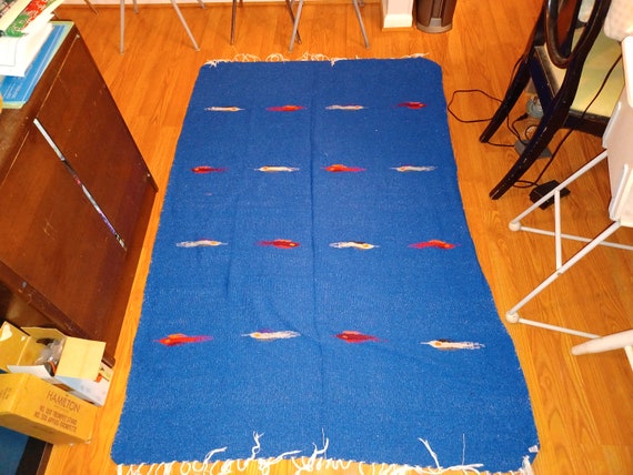 Vintage Royal Molina Indian Blanket Hand Woven Birds Atomic Rocket Ships APPROX. 73x48 Rug Tapestry Hippie Etsy