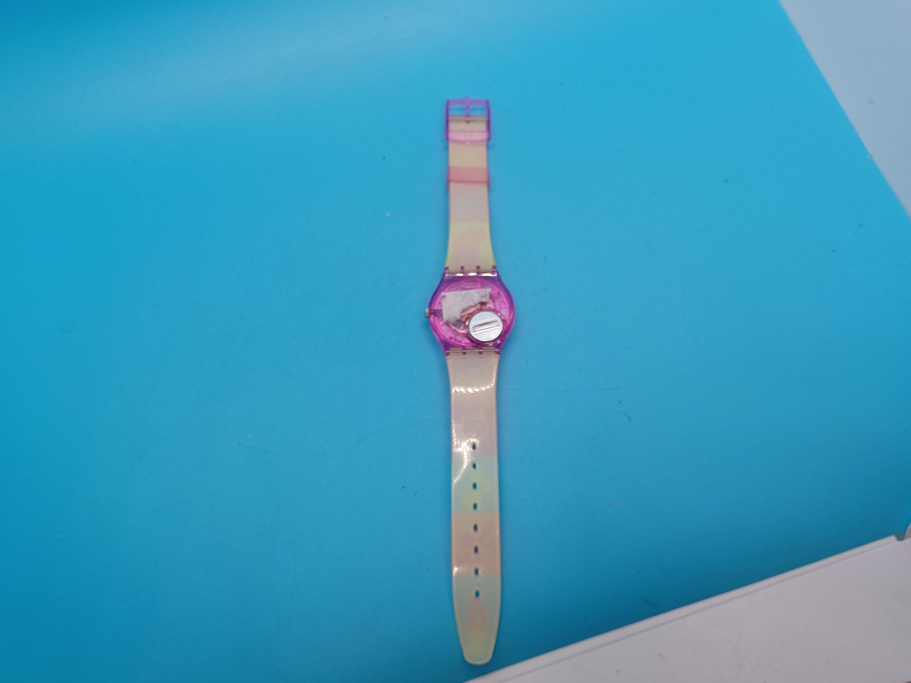 VTG 2003 Y2K Swatch Make a Pie Women\'s 33mm Watch Swiss Runs Vintage Swatch “PINK WAY” Watch 2003 – Transparent Neon Pink  main image 2