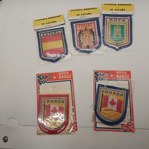 ONE Vintage NIP Souvenir patch, sampson, escudos, Espana, spain, rota, canada, woven, 70s, 80s, deadstock, oldstock