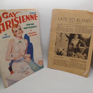ONE INCOMPLETE Gay Parisienne Magazine, March 1936, 30s, spicy, pulp, pin-up,pinup, art, vintage, photos,