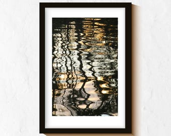 Abstract Reflection Wall Art Print, Rippling Water Photography, Earth Tone Nature Decor, Contemporary Artwork, Serene Organic Wall Decor