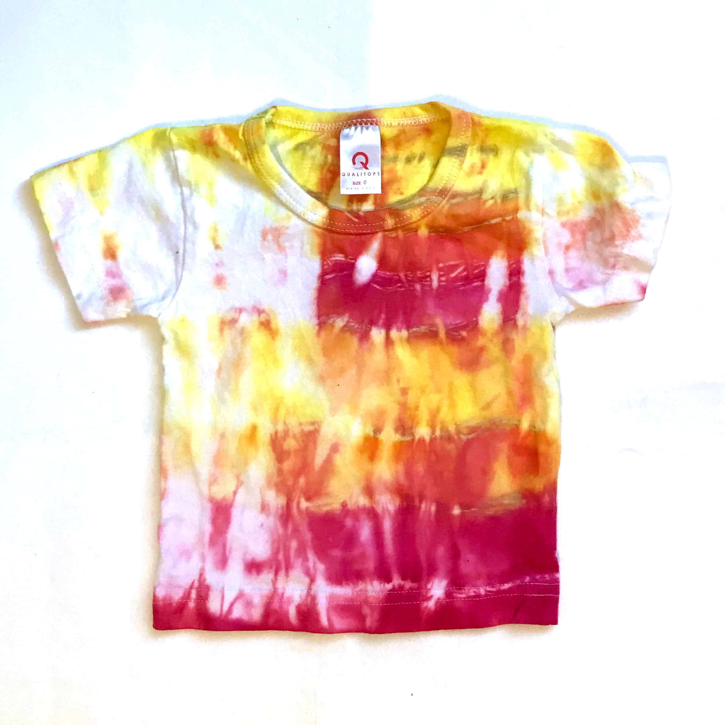 Kids Pink/yellow/orange Tie Dye Tshirt Size 0 Etsy