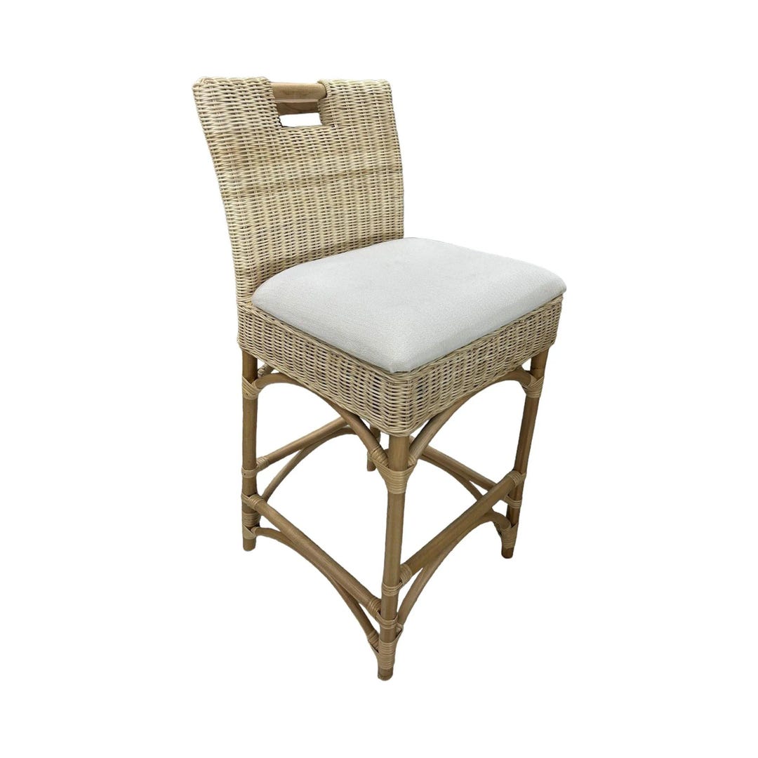 Wicker Stools, Magenta (Set of 2)