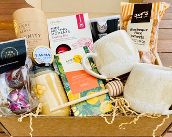 Artisan Gift Hamper Box: Mugs, Tea, Handmade Chocolate & Cookies