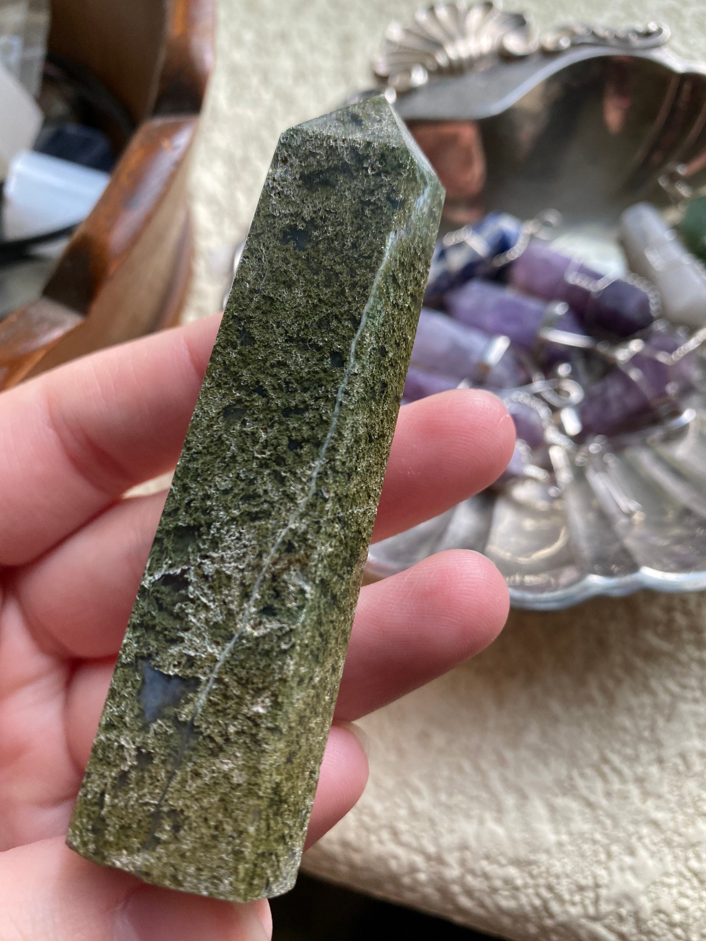 Green Moss Agate Tower very detailed | Etsy