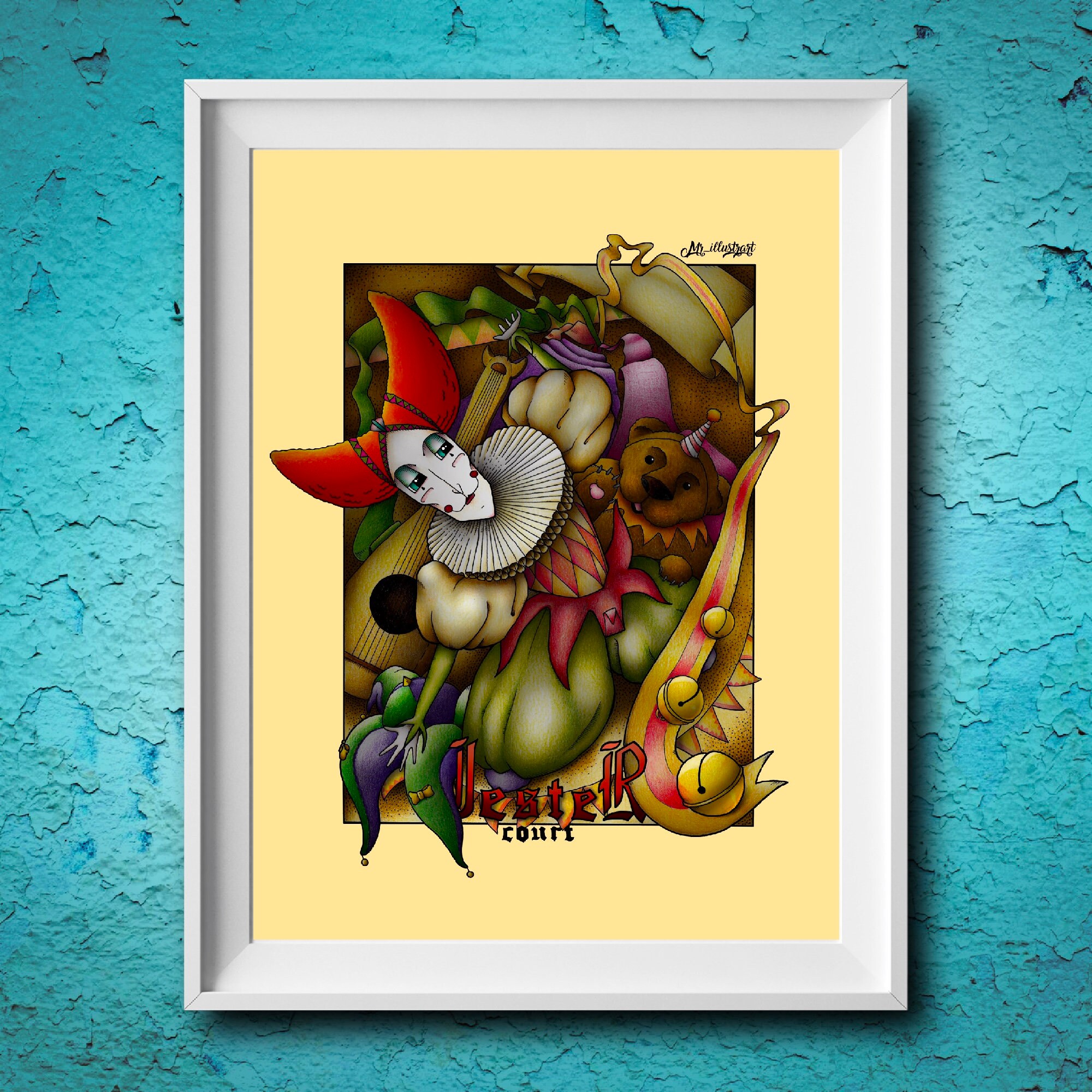 wall art contemporary art for home and office 11 x 14 framed Jester of
