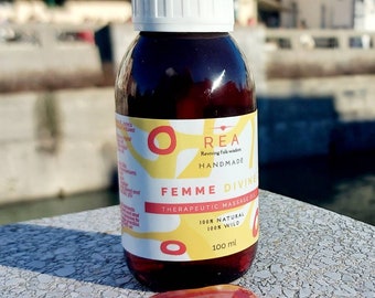 New to Etsy * Femme Divine * Rich Red Therapeutic Massage Oil for Women (100% natural, organic, wild and handmade with best ingredients)