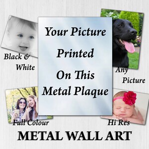 Metal Wall Art With Your Photo - Custom Hanging Picture Plaque Wall Decor Glossy Finish 3 sizes Indoor Outdoor Sign