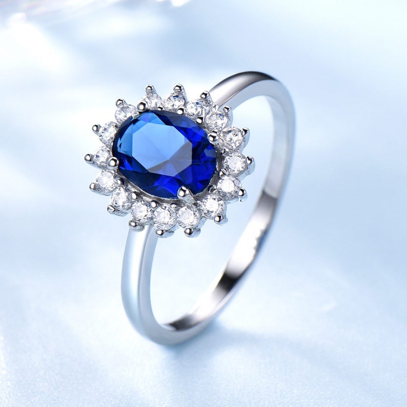 Blue Sapphire Flower Ring Blue Stone Gemstone Floral Ring - Etsy