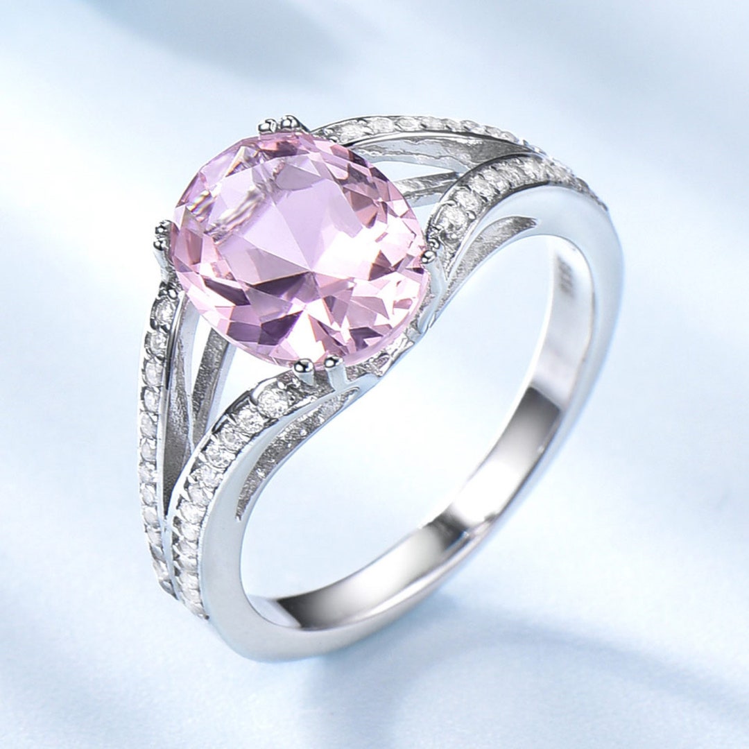 Morganite Engagement Ring Sterling Silver Dainty Ring 925 - Etsy