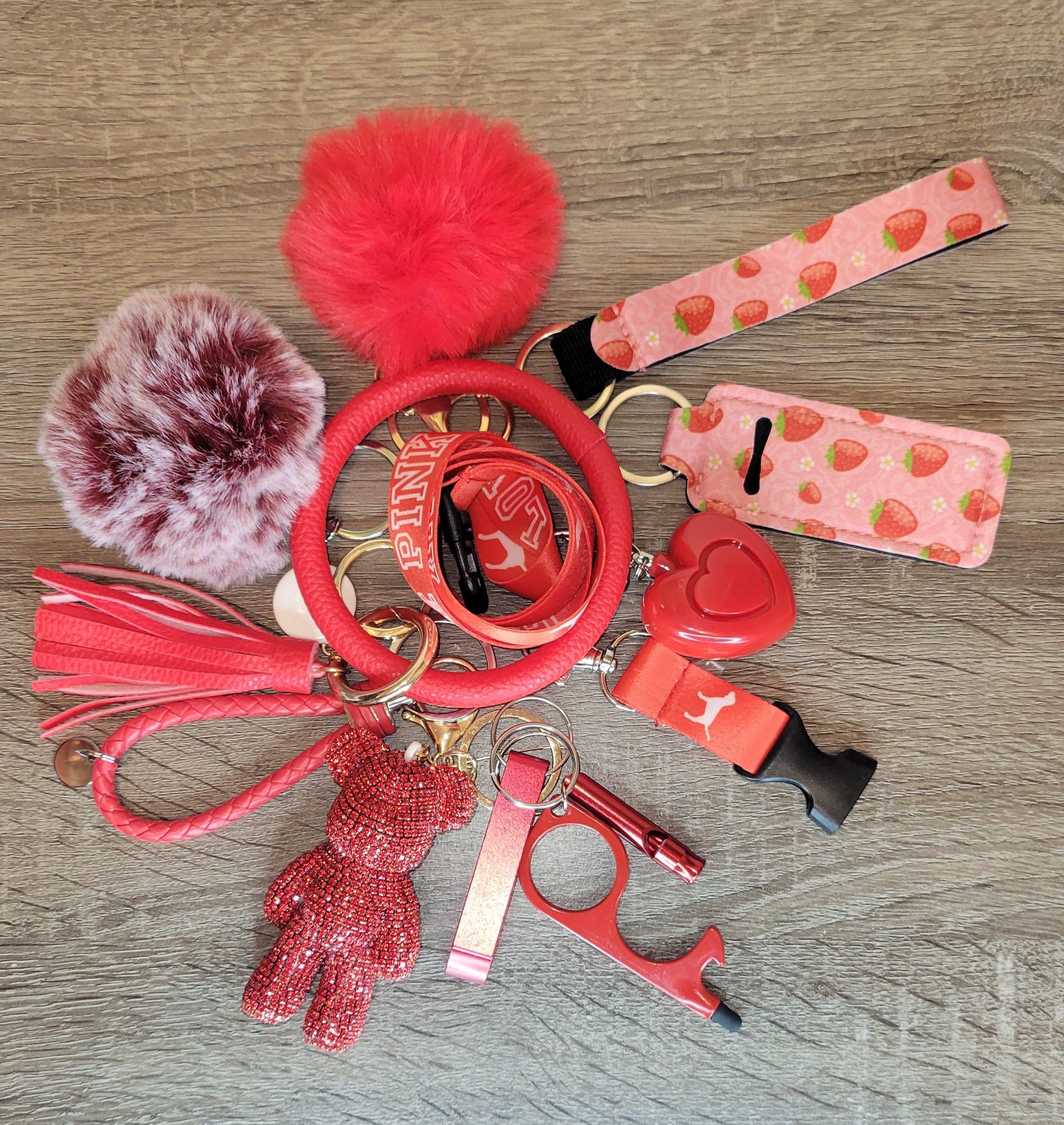Red Self Defense Keychain Combo Set