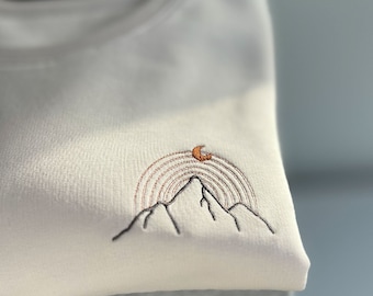 Unisex Sweatshirt mit Berg-Stickerei