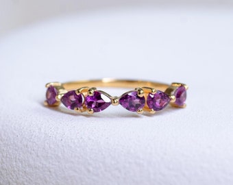 Rhodolite Garnet Ring, 24K Gold Vermeil Sterling Silver Band
