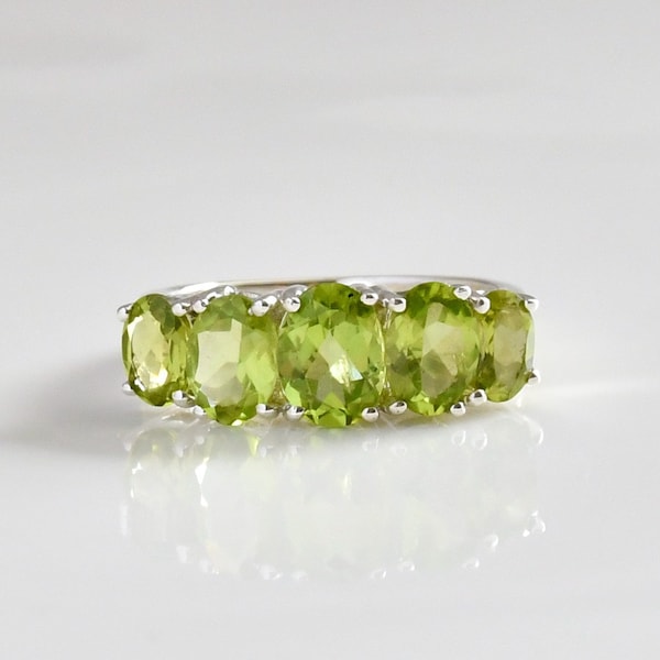 Peridot Ring, Natural Peridot, Oval Designer Band, Statement Ring, Genuine Gemstone, August Birthstone, Sterling Silver, Unique Gift For Her