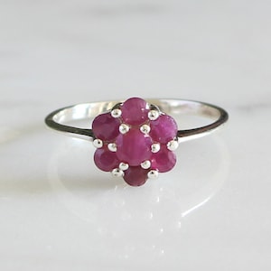 Flower Ruby Ring, Natural Ruby Ring, Floral Ruby Ring, July Birthstone, 925 Silver Ring, Minimal Ring, Ruby Ring Silver, Ruby Ring For Women