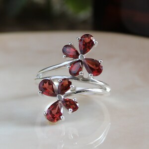 Butterfly Garnet Ring, Natural Garnet Ring, January Birthstone, Natural Gemstone, Sterling Silver Ring, Statement Ring, Gift For Her