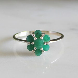 Flower Emerald Ring, Natural Emerald, Floral Ring, May Birthstone, 925 Silver Ring,Minimal Ring, Emerald Ring Silver, Emerald Ring For Women