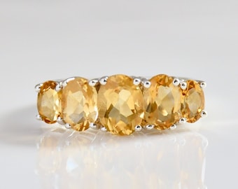 Citrine Ring, Natural Citrine, November Birthstone, Oval Designer Band, Statement Ring, Genuine Gemstones, 925 Sterling Silver, Gift For Her