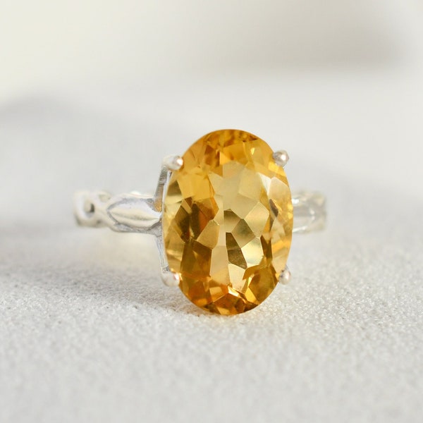 Citrine Ring, November Birthstone, Unique Large Statement Cocktail Ring, Sterling Silver, Natural Gemstone, Handmade Jewelry, Gift For Her