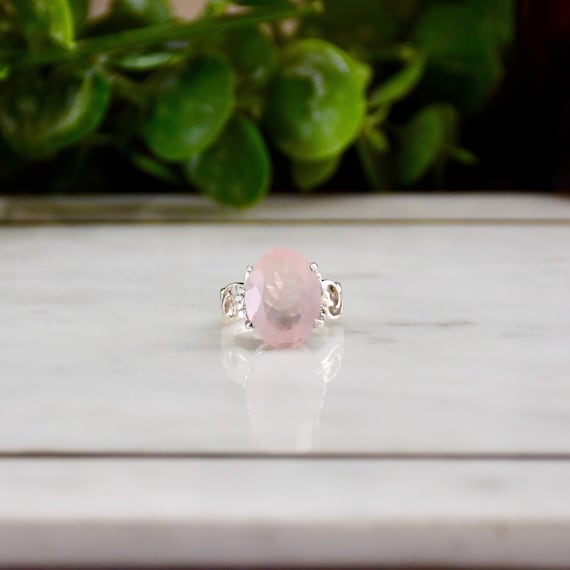 Rose Quartz Ring Designer Statement Ring Natural Gemstone - Etsy