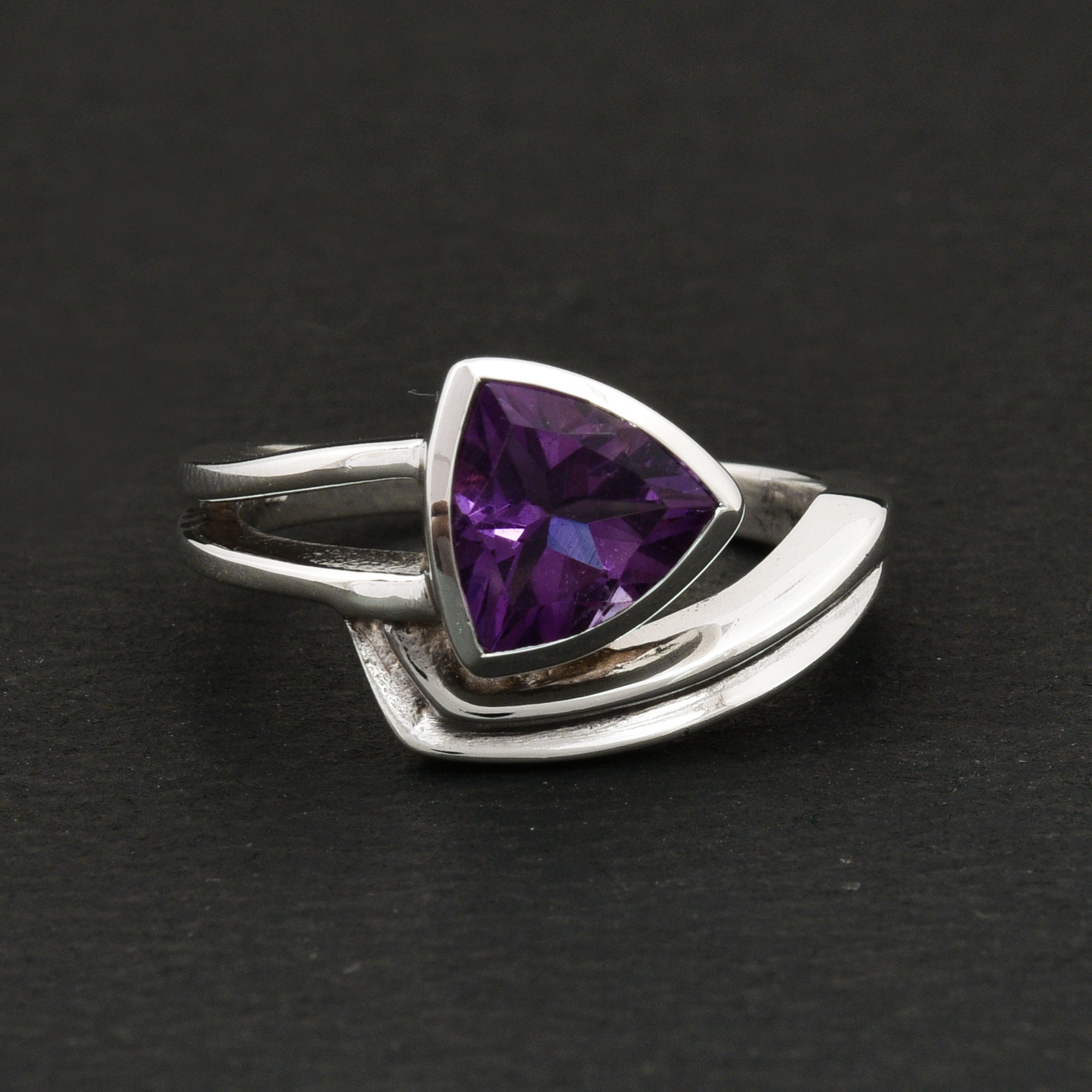 Trillion Amethyst Ring Sterling Silver 925 February Birthstone Etsy UK Trillion Amethyst Ring Sterling Silver 925 February Birthstone Etsy UK