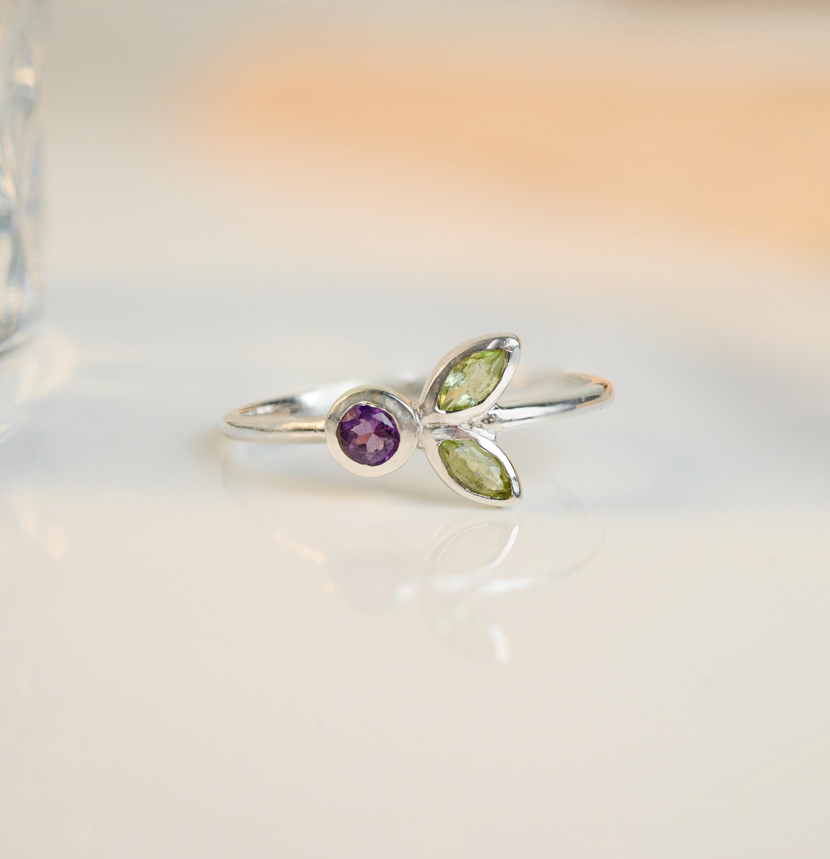 Bague En Argent 925 Avec Grenat, Améthyste Et Péridot - Taille 55 - Neuf Avec étiquettes - BA-AR-207